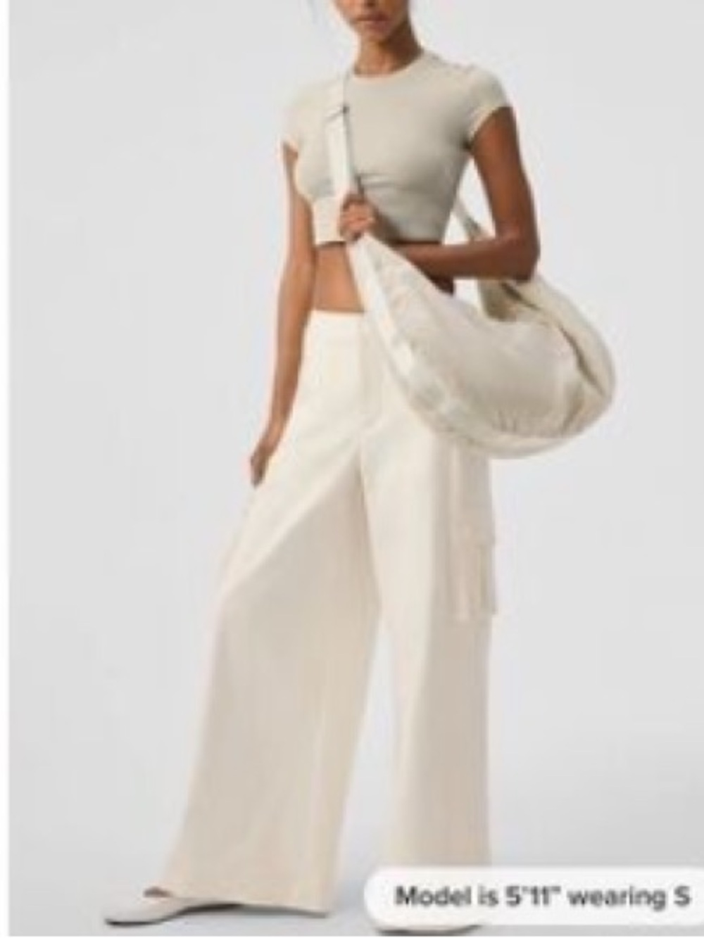 Alo Wide Leg Cargo Pants in Cream